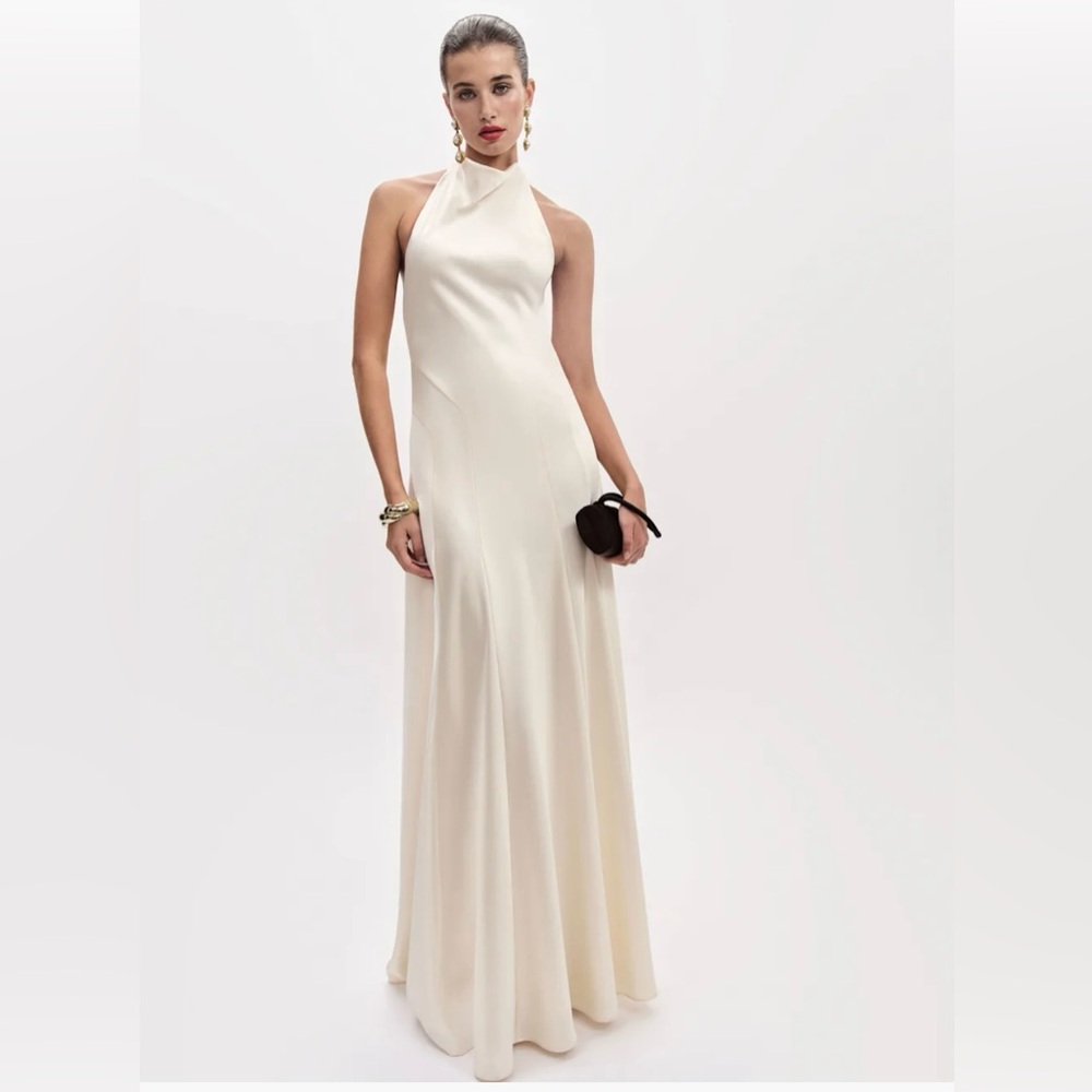 Reformation Cream Backless Dress